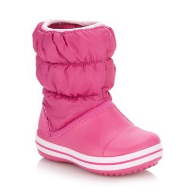 Crocs Girl's pink puffed boots